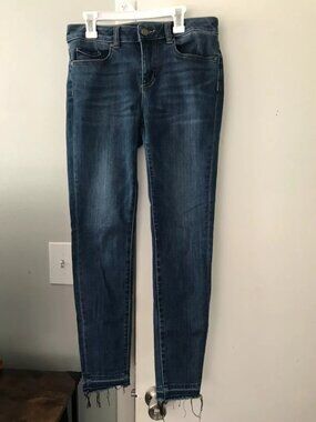 Two By Vince Camuto Release Hem Skinny Jeans True Blue Size 27/4 Frayed Stretch